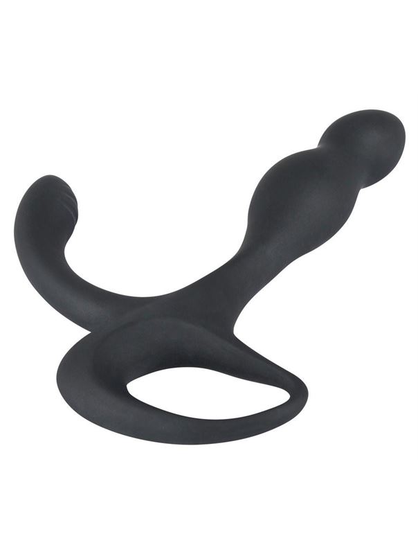 Черный силиконовый стимулятор простаты Plug with Perineum Stimulator
