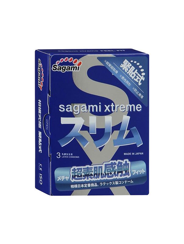 Розовые презервативы Sagami Xtreme FEEL FIT 3D (3 шт)