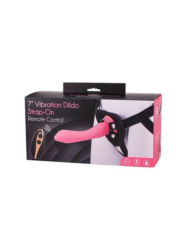 Розовый поясной фаллоимитатор с вибрацией 7INCH VIBRATION DILDO STRAP-ON - 18 см.