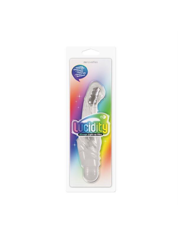 Прозрачный вибромассажёр Mirage Light Up - 17,7 см.