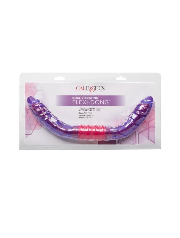 Фиолетовый двухсторонний гнущийся вибратор Dual Vibrating Flexi-Dong (38 см)