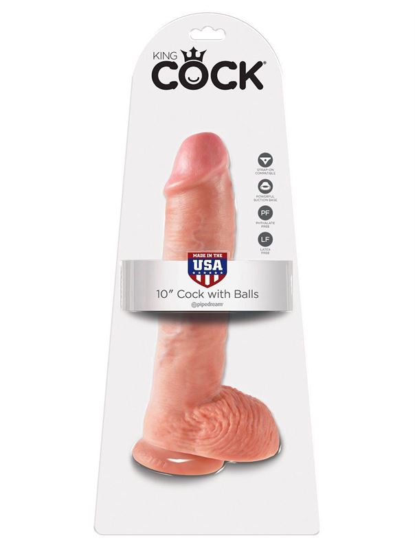 Большой фаллоимитатор с мошонкой 10" King Cock with Balls на присоске (25,4 см)