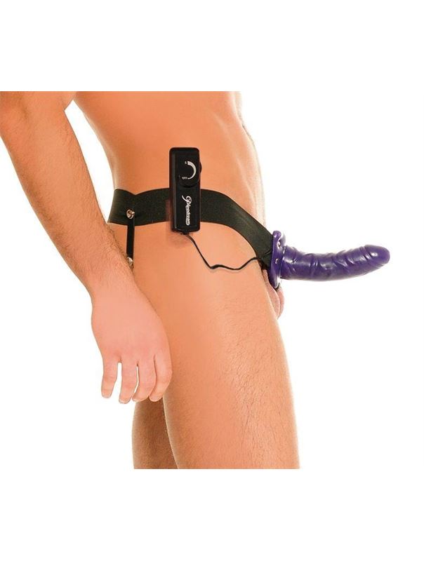 Полый универсальный страпон с вибрацией For Him or Her Vibrating Hollow Strap-On (15 см)