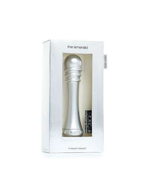 Вибратор с ребристой головкой The Emerald Silver - 16,3 см.