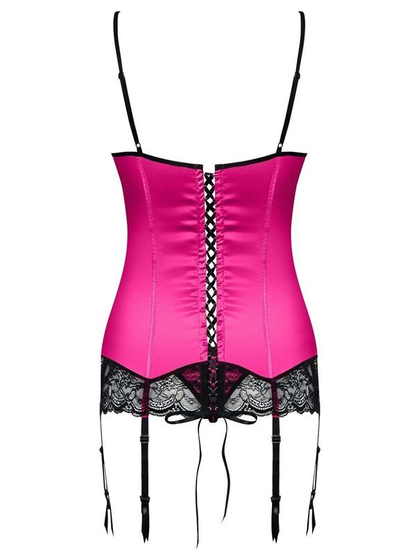 Малиновый корсаж с черным кружевом Roseberry