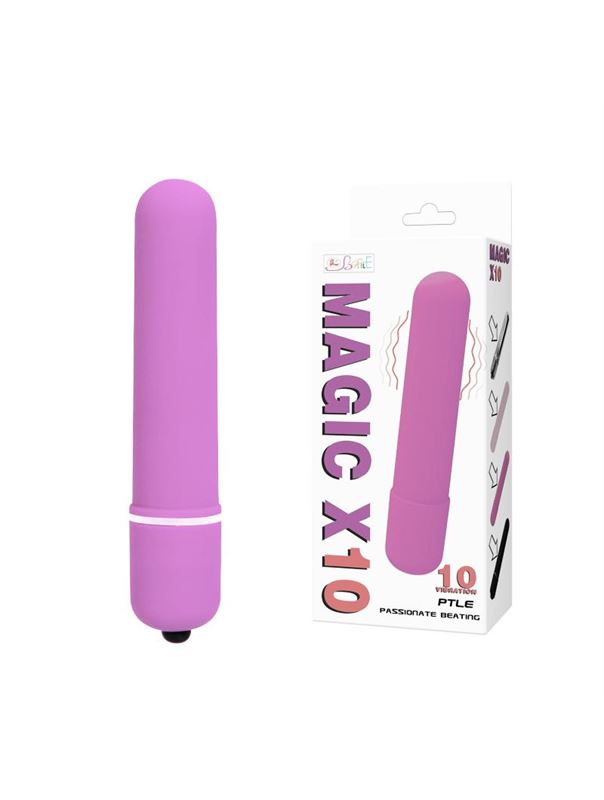 Розовая вытянутая вибропуля Magic X10 (10,2 см)