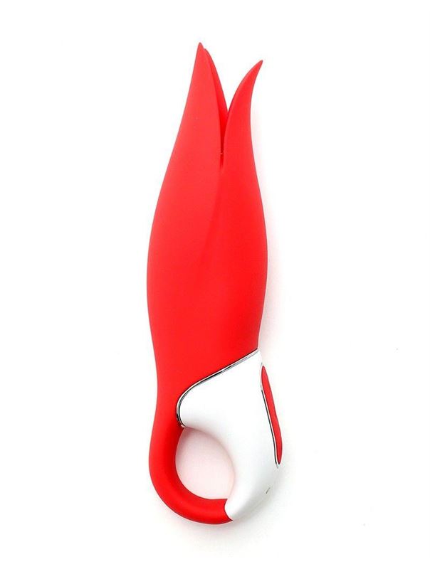 Красный вибратор Satisfyer - Power Flower с лепестками (18,8 см)