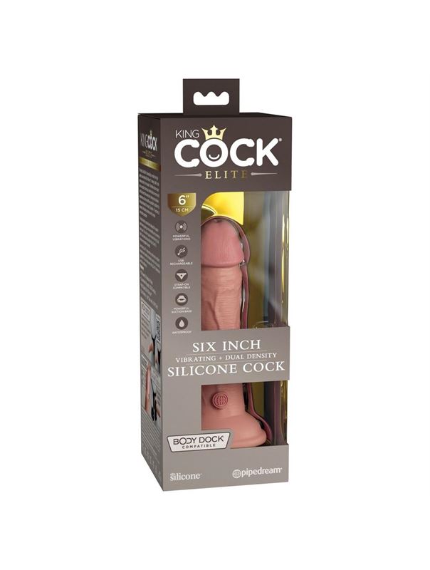 Телесный вибратор реалистик на присоске 6" Vibrating Silicone Dual Density Cock (17,8 см)