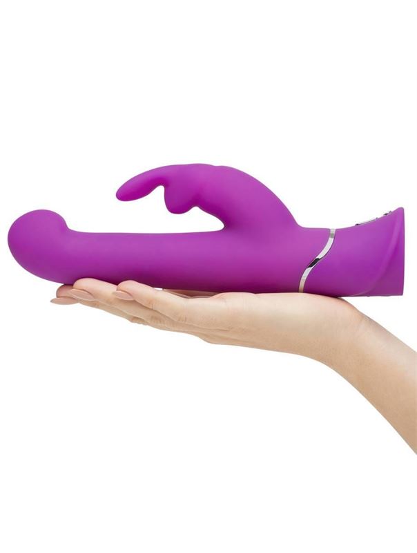 Фиолетовый вибратор с клиторальным стимулятором Beaded G-Spot Rechargeable Rabbit Vibrator (24 см)