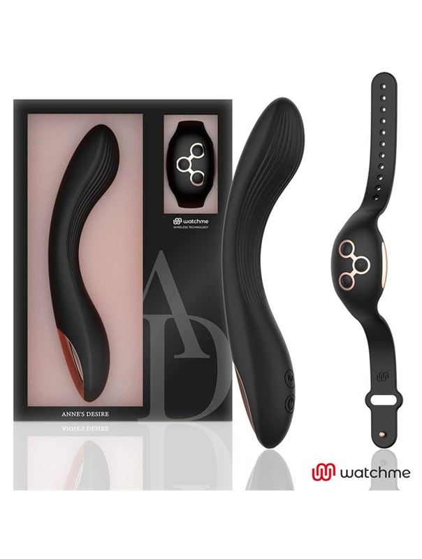 Черно-золотой вибратор с пультом-часами Anne's Desire Curve G-Spot Vibe Wireless Watchme (20,5 см)