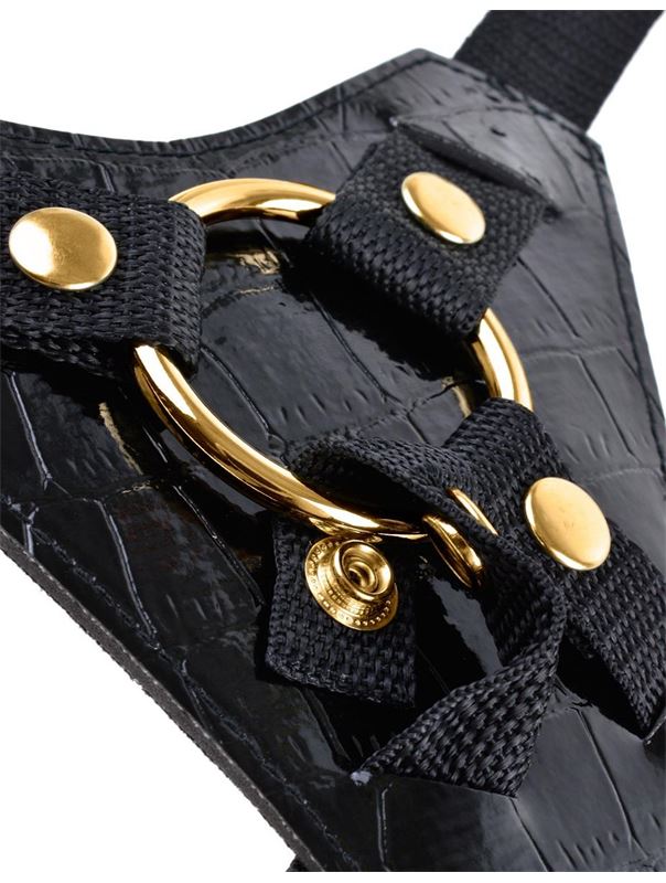 Чёрный с золотом женский страпон Designer Strap-On (18 см)