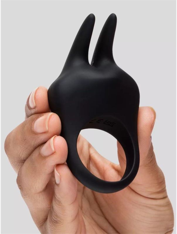 Черное эрекционное виброкольцо Sensation Rechargeable Vibrating Rabbit Love Ring