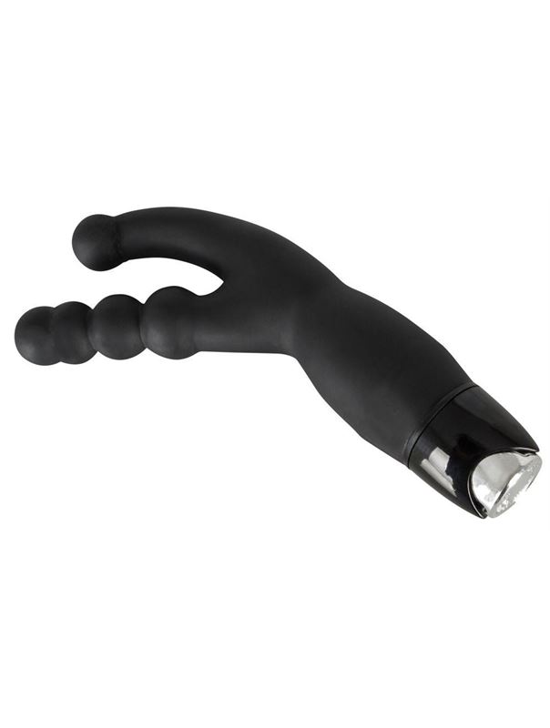 Чёрный анально-вагинальный вибратор Double Vibrator - 21 см.