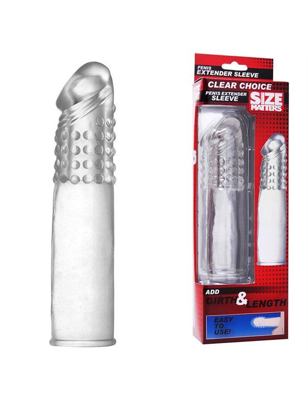 Прозрачная насадка с массажными точками Size Matters - 14 см.