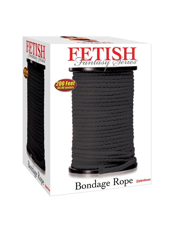 Черная веревка для связывания Bondage Rope (60,9 м)