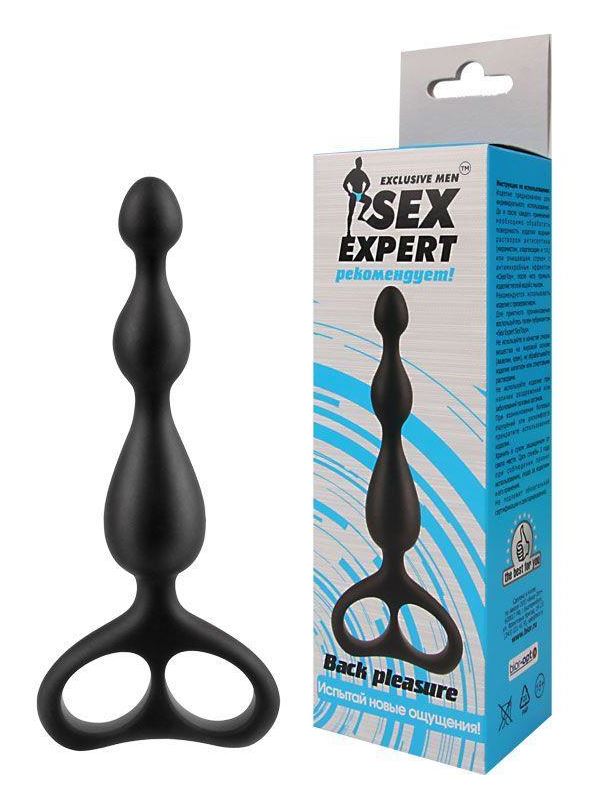 Чёрная анальная цепочка Sex Expert - 12,5 см.