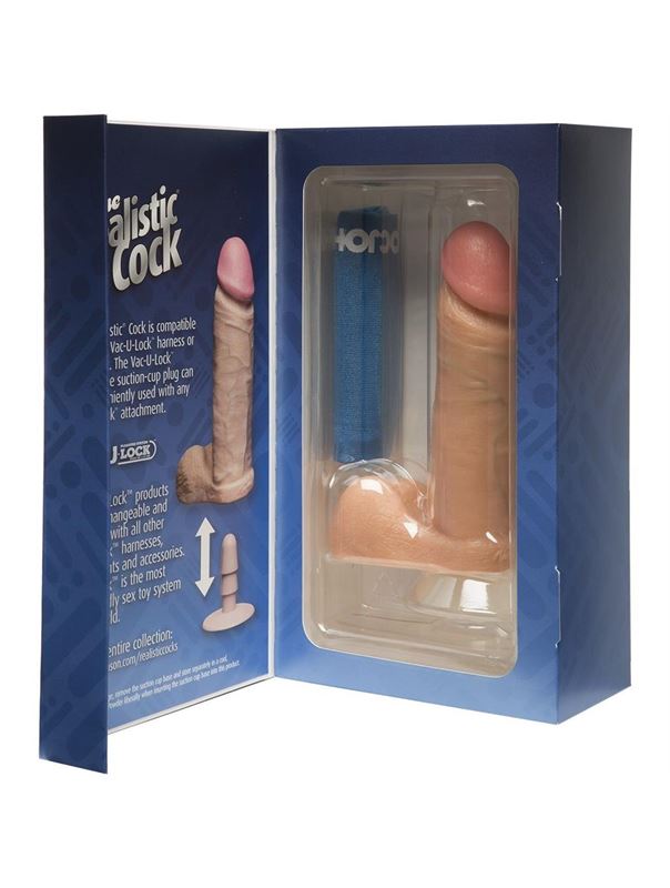 Фаллоимитатор на присоске реалистичной формы с мошонкой The Realistic Cock 6” with Removable Vac-U-Lock Suction Cup (17,3 см)