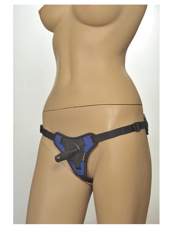 Сине-чёрные трусики с плугом Kanikule Strap-on Harness Anatomic Thong