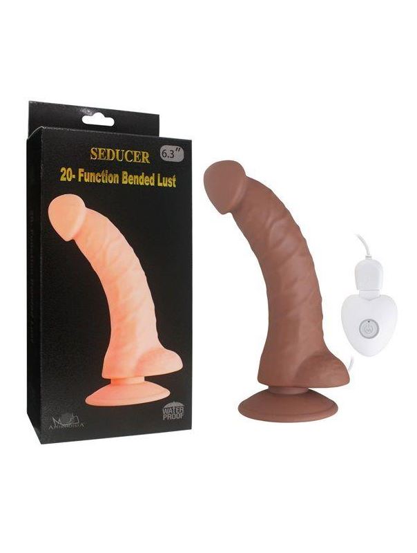 Коричневый вибратор SEDUCER 20 Function Bended Lust (17,5 см)