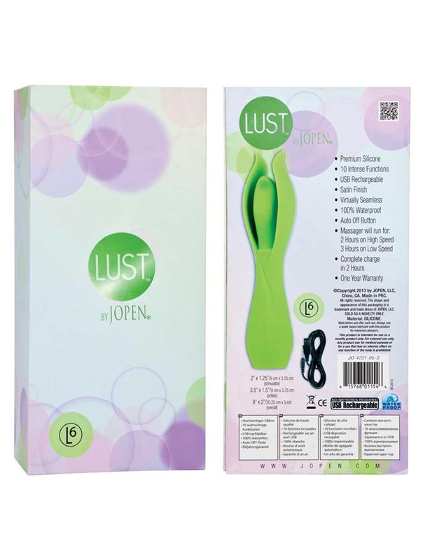Большой зеленый вибратор с лепестками Lust by JOPEN L6