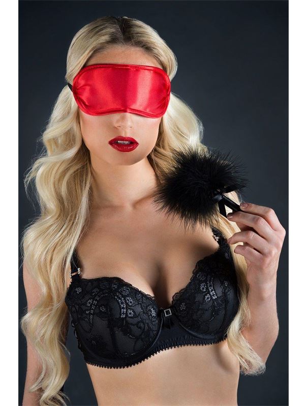 Набор для игр Velvet Soft Eye Mask and Tickler: маска на глаза и пуховая кисточка