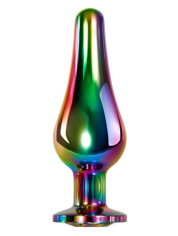 Радужная анальная пробка Rainbow Metal Plug Small (9,4 см)