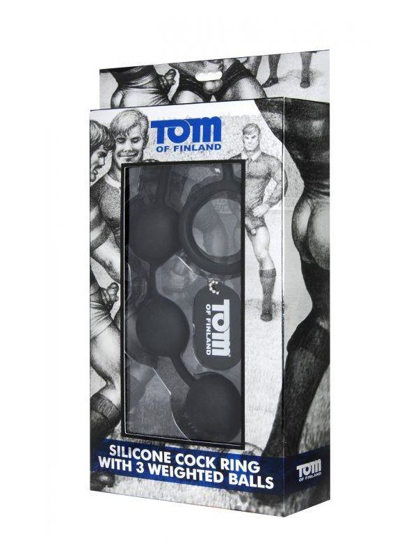 Анальные шарики Tom of Finland Silicone Cock Ring with 3 Weighted Balls