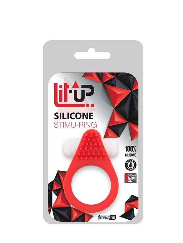 Красное эрекционное кольцо LIT-UP SILICONE STIMU RING 1 RED