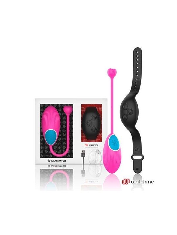 Розовое виброяйцо с черным пультом-часами Wearwatch Egg Wireless Watchme