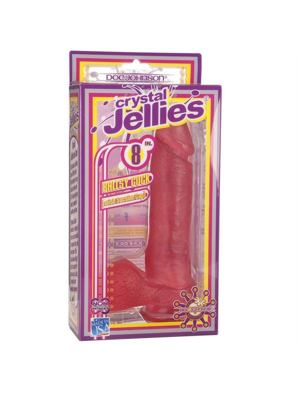 Розовый фаллос на присоске Crystal Jellies 8 Ballsy Cocks with Suction Cup - 22 см.