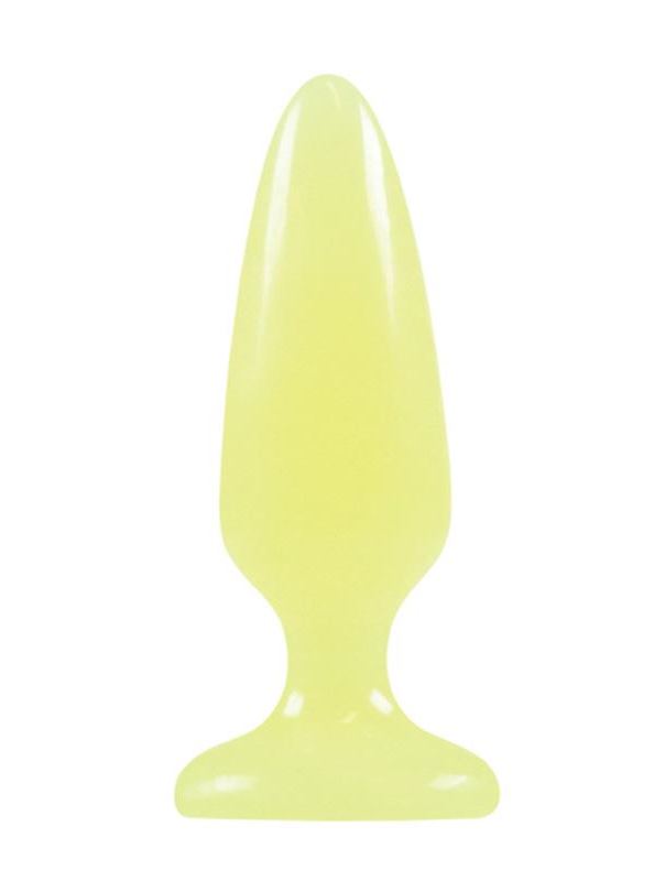 Светящаяся в темноте желтая анальная пробка Firefly Pleasure Plug Medium Yellow (12,7 см)