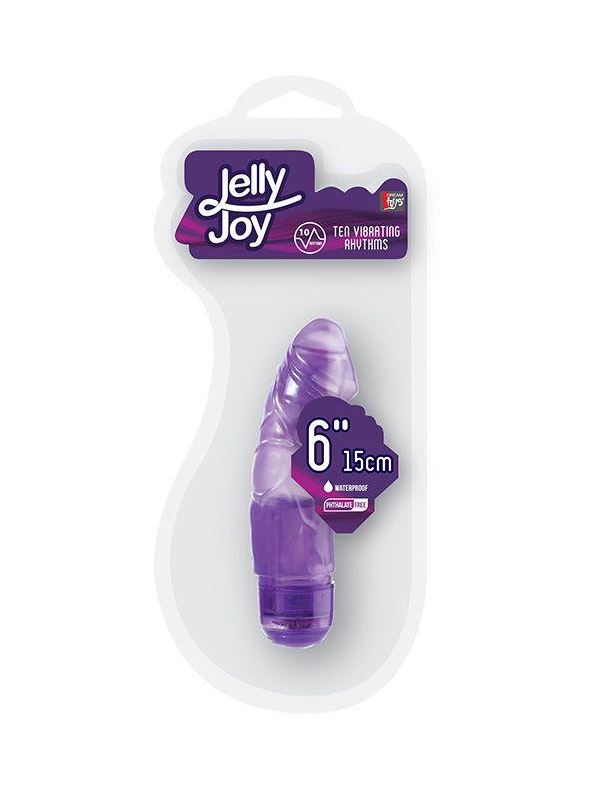 Фиолетовый вибромассажёр JELLY JOY 6" - 10 VIBRATING RHYTHMS (15 см)