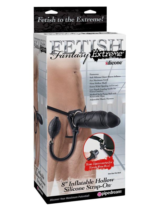 Полый фаллопротез с подкачкой Inflatable Hollow Silicone Strap-On (20,3 см)