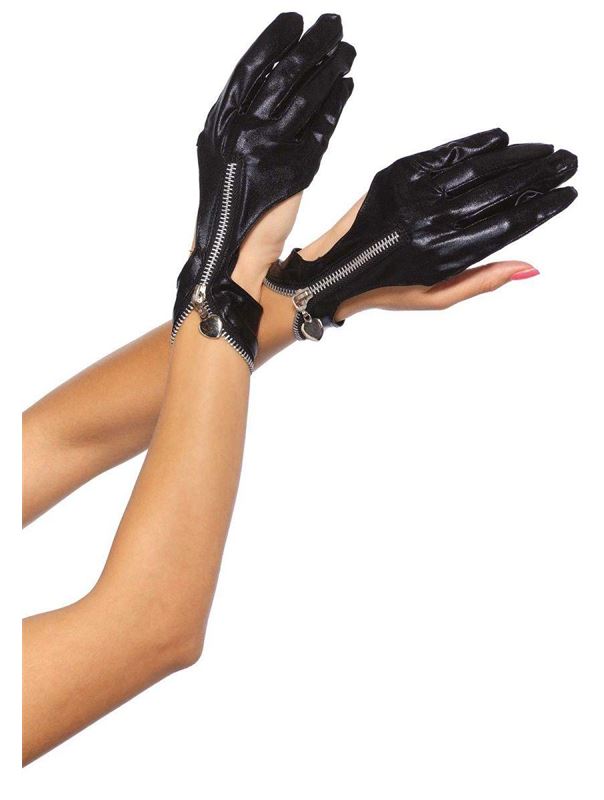 Перчатки с замочками WET LOOK ZIPPER GLOVES
