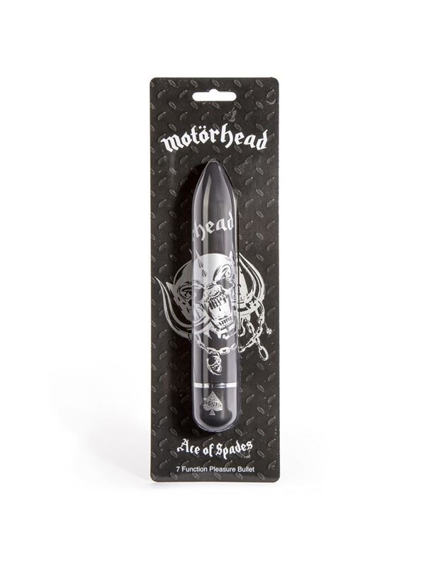 Чёрный вибратор с принтом Motorhead Ace of Spades 7 Function Power Vibrator - 18 см.