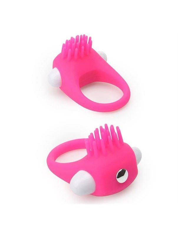 Розовое эрекционное кольцо с щеточкой LIT-UP SILICONE STIMU RING 5