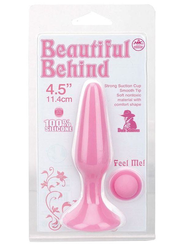 Розовая анальная пробка BEAUTIFUL BEHIND SILICONE BUTT PLUG - 11,4 см.