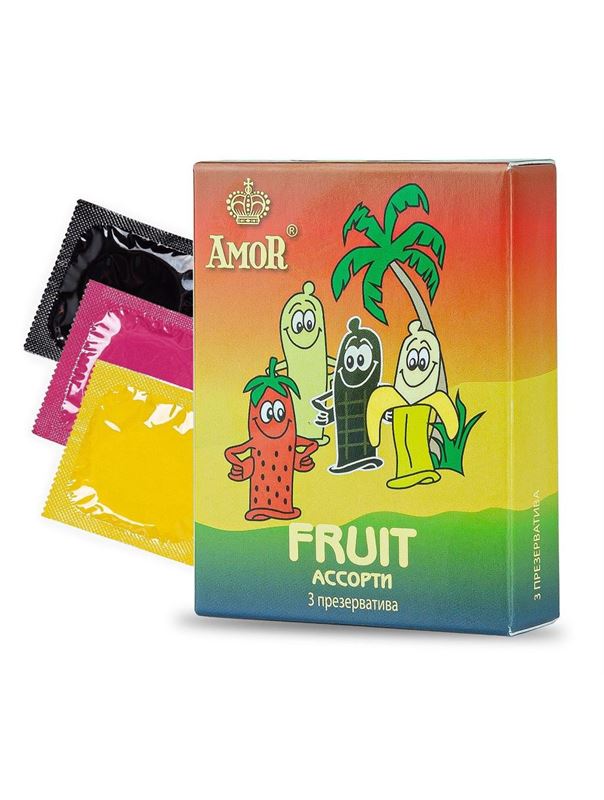 Ароматизированные презервативы AMOR Fruit - Яркая линия (3 шт)