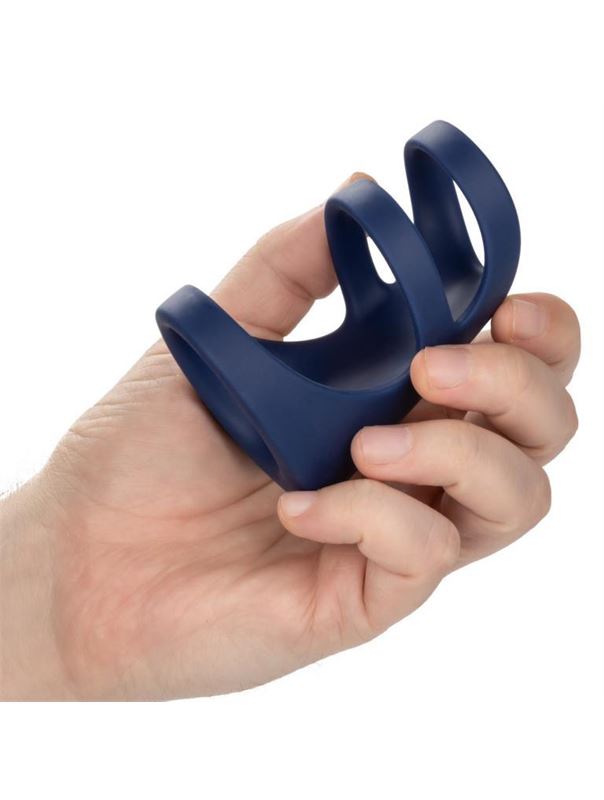 Синее эрекционное виброкольцо Rechargeable Triple Cock Cage
