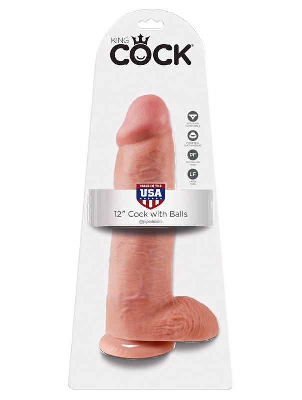 Телесный фаллоимитатор 12" Cock With Balls на присоске (30,5 см)