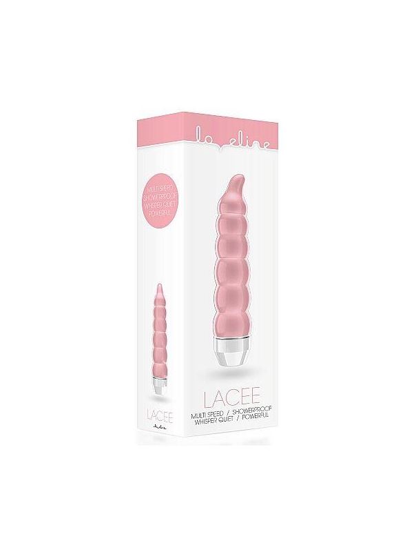 Розовый фигурный вибратор Lacee с тонким кончиком - 15,5 см.