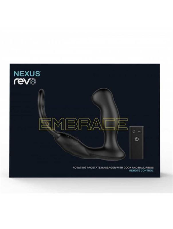 Черный вибромассажер простаты REVO Embrace с эрекционным кольцом