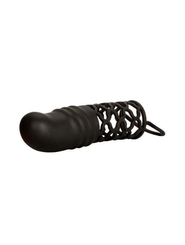 Черная удлиняющая насадка на пенис Silicone 2 Extension - 14,5 см.