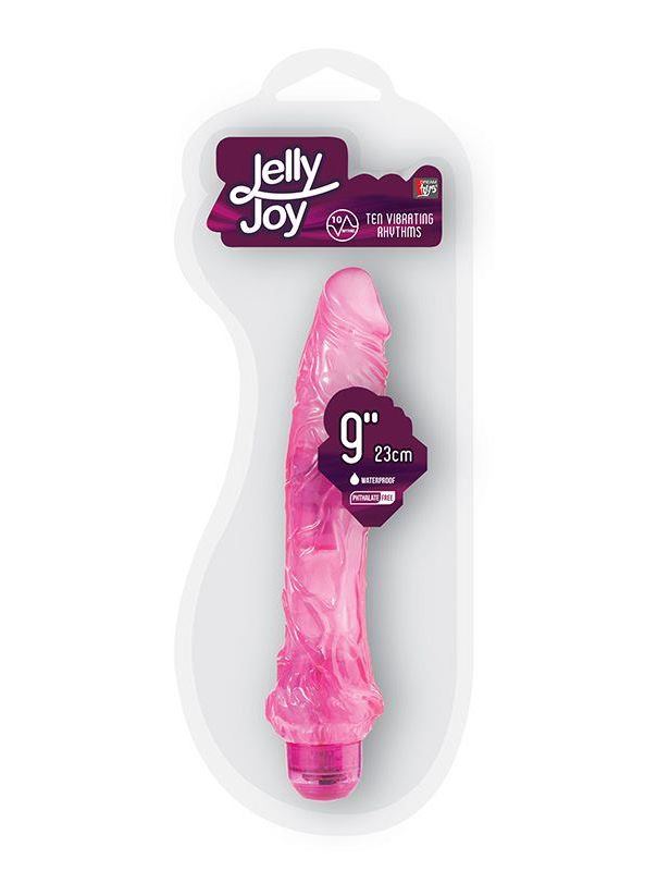 Большой розовый вибратор JELLY JOY - 9" 10 RHYTHMS (23 см)