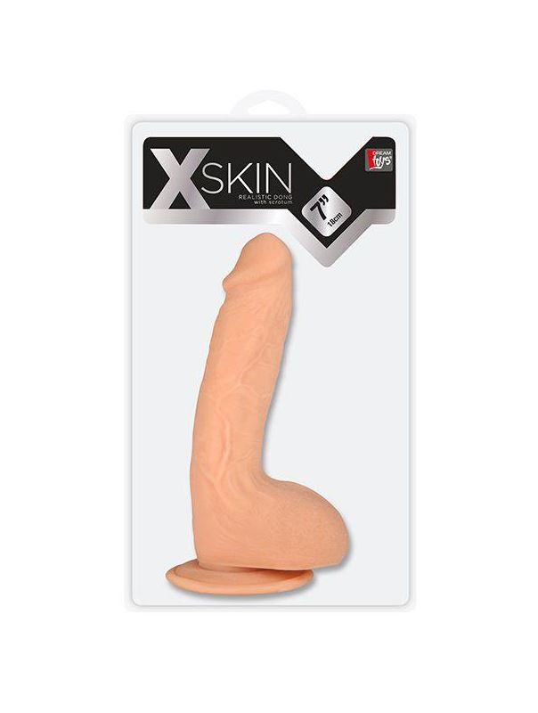 Телесный фаллоимитатор на присоске XSKIN 7 DONG FLESH (18 см)