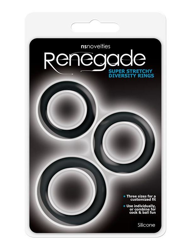 Набор из 3 чёрных эрекционных колец Renegade Diversity Rings Black