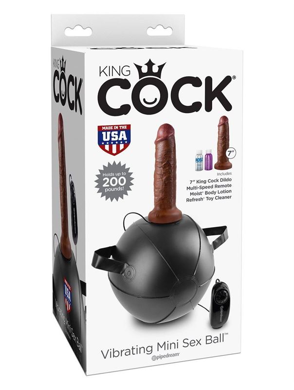 Мини-мяч с фаллической насадкой коричневого цвета и вибрацией Vibrating Mini Sex Ball with 7 Dildo