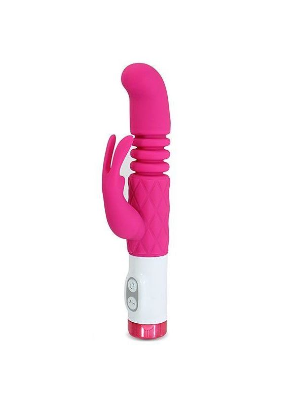 Розовый вибратор с клиторальным зайчиком G rabbit Plush Stroker - 22,2 см.