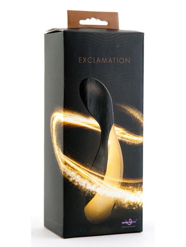 Черно-золотистый перезаряжаемый вибратор Exclamation - 12 см. 