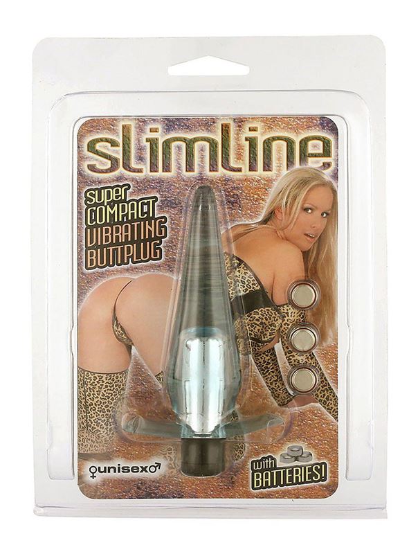 Голубая анальная пробка с вибрацией SUPER COMPACT VIBRATING BUTTPLUG (10 см)